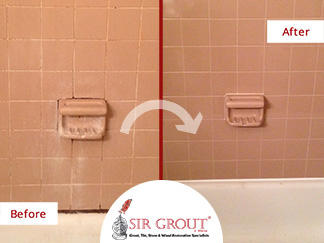 Before and After Picture of a Tile and Grout Cleaning Service in Marietta, GA