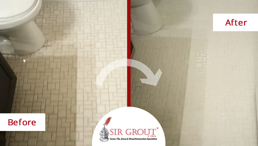 Before & After Picture of a Grout Cleaning in Marietta, GA