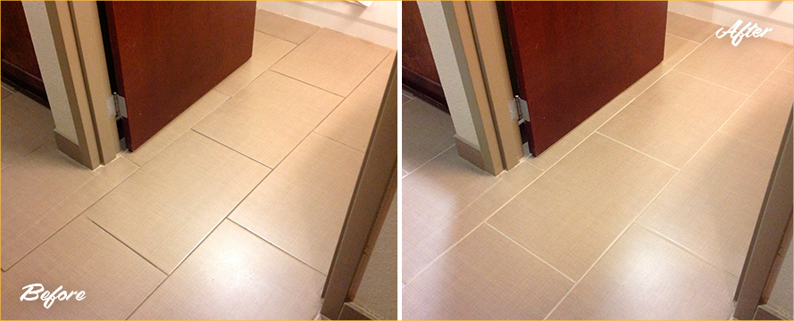 Before and After Picture of a Tile and Grout Cleaning Service in Cumming, GA