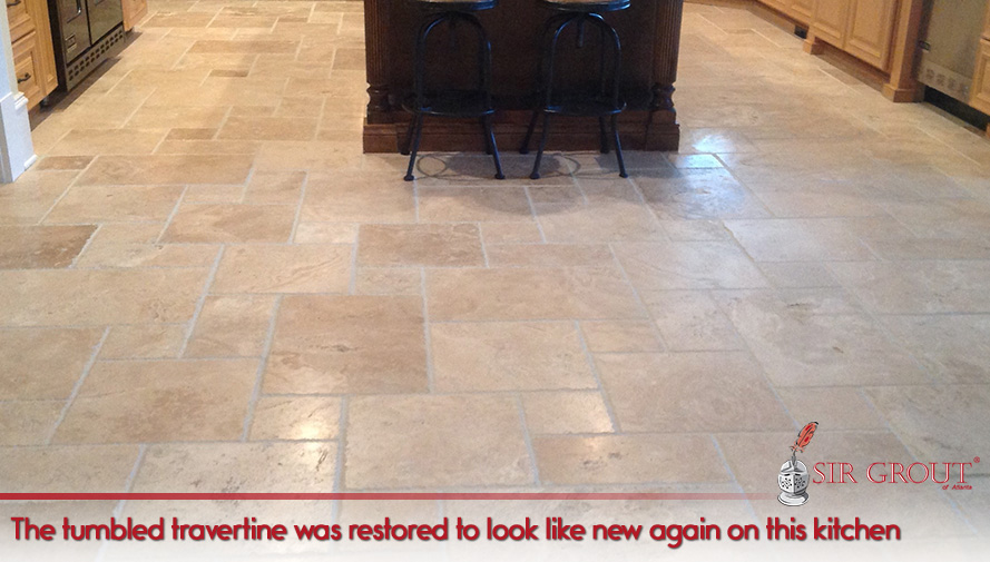 Before and After Picture of a Stone Cleaning Process in Dunwoody, GA