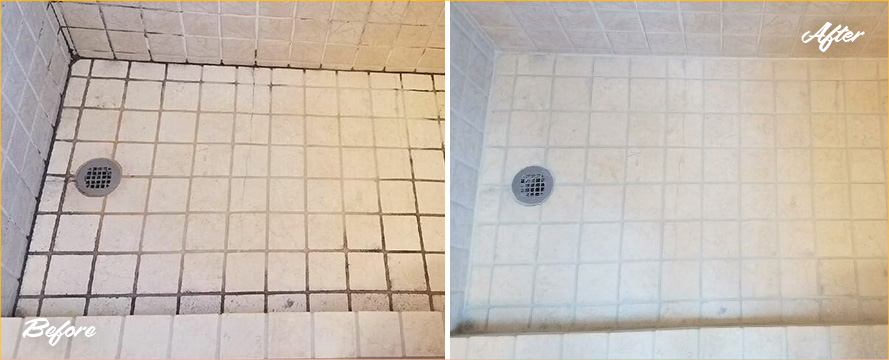 Before and After Picture of a Tile and Grout Cleaners in Cumming, GA