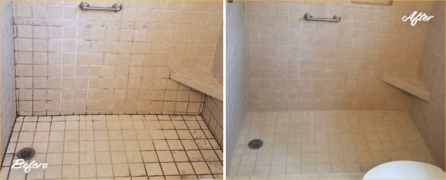 Before and After of a Tile and Grout Cleaners in Cumming, GA