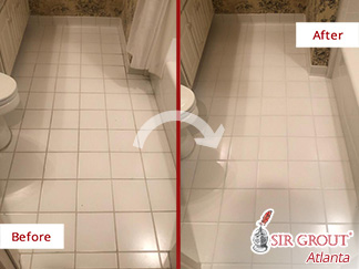 Before and After Picture of a Grout Sealing Service in Roswell, GA
