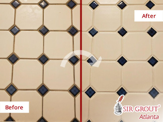 Before and After Picture of a Tile and Grout Cleaning in Alpharetta, GA