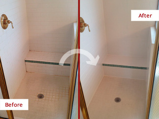 Shower Before and After a Grout Sealing in Marietta, GA