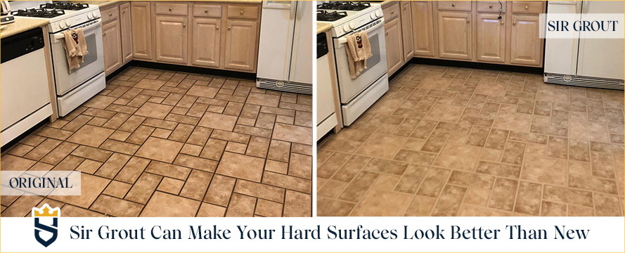 Kitchen Interior Before and After Sealed by Sir Grout Professionals Who Make Surfaces Look Brand New