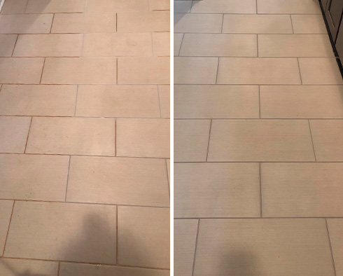 Floor Before and After a Grout Sealing in Atlanta, GA 