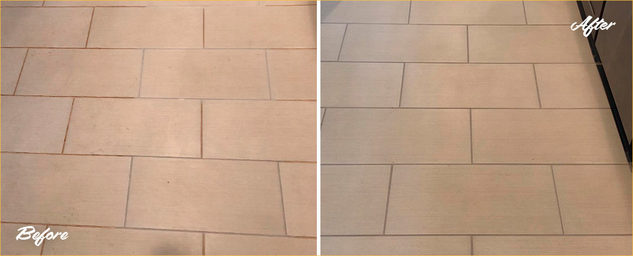 Floor Before and After a Superb Grout Sealing in Atlanta, GA 