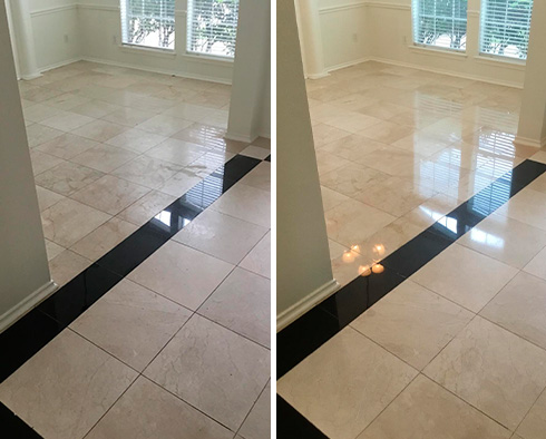 Floor Before and After a Stone Polishing in Norcross, GA