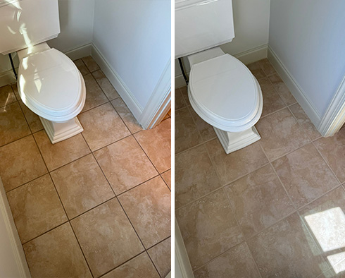 Floor Before and After a Tile Sealing in Suwanee, GA