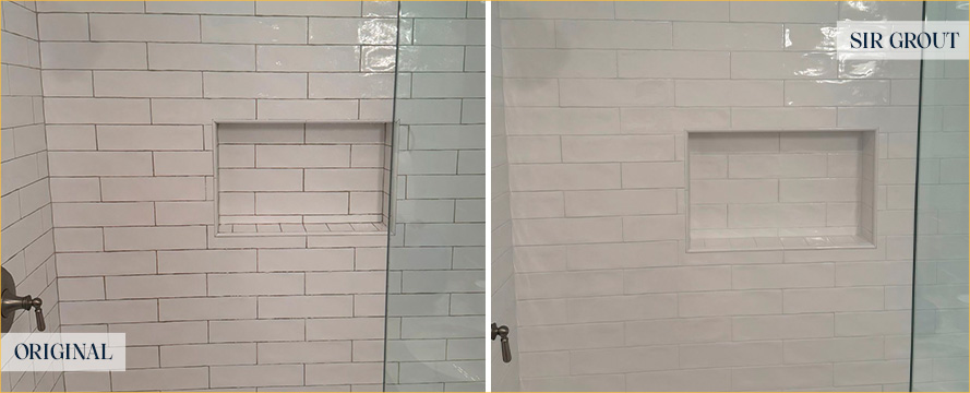 Tile Shower Before and After a Grout Sealing in Cumming