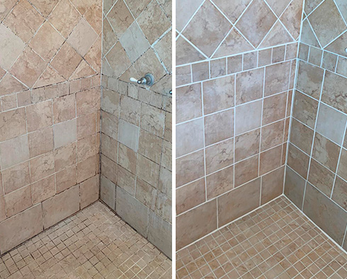 Tile Shower Before and After Our Caulking Services in Milton