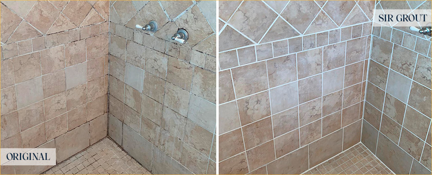 Tile Shower Before and After Our Caulking Services in Milton