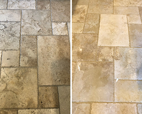 Floor Before and After a Stone Sealing in Alpharetta, GA