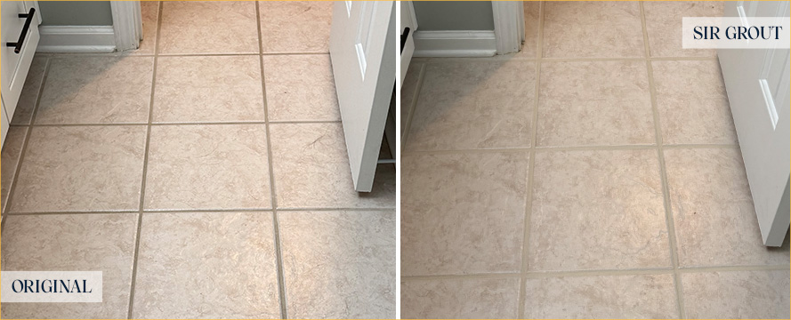 Floor Before and After a Flawless Grout Cleaning in Acworth, GA