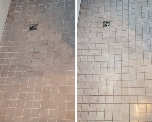 Shower Before and After a Tile Cleaning in Decatur, GA