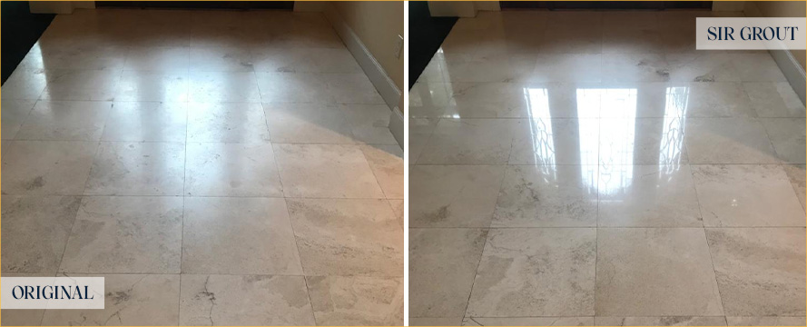 Travertine Floor Before and After a Stone Cleaning in Atlanta