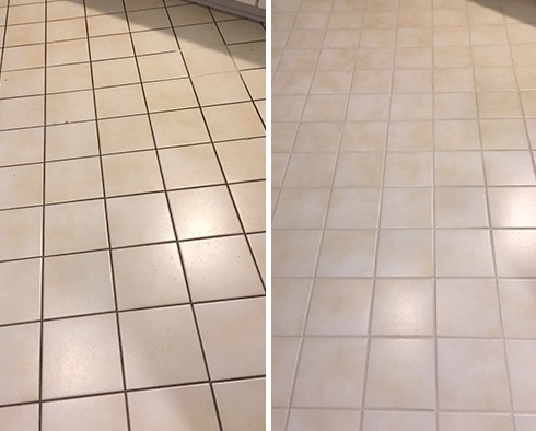 Floor Before and After a Grout Sealing in Milton, GA