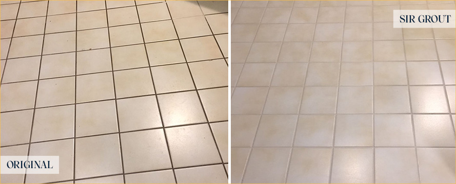 Floor Before and After a Flawless Grout Sealing in Milton, GA