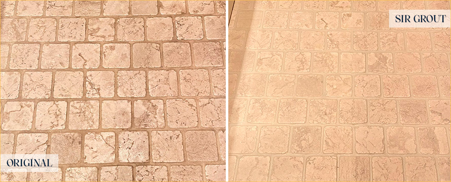 Floor Before and After a Superb Stone Cleaning in Atlanta, GA