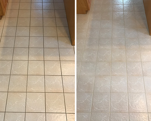Tile Floor Before and After Our Milton Grout Recoloring Service