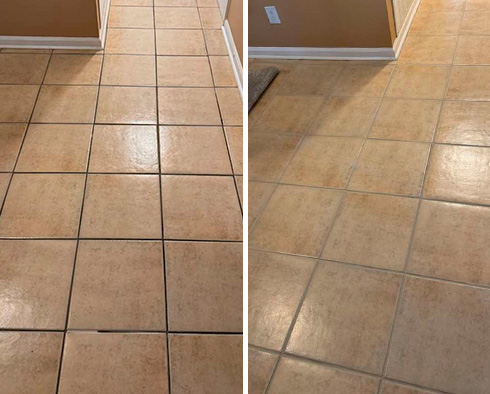 Floor Before and After a Grout Cleaning in Marietta, GA