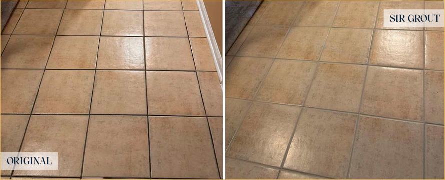 Floor Before and After a Superb Grout Cleaning in Marietta, GA