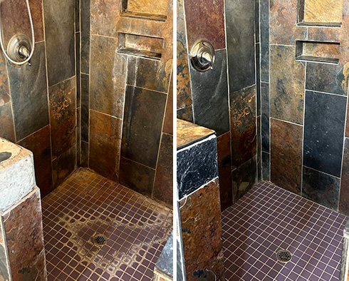Shower Before and After a Tile Cleaning in Milton, GA