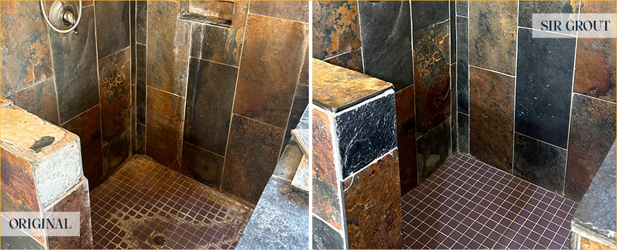 Shower Before and After a Superb Tile Cleaning in Milton, GA