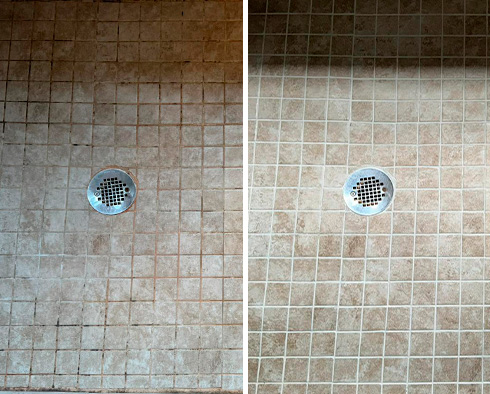 Shower Before and After a Grout Cleaning in Duluth, GA