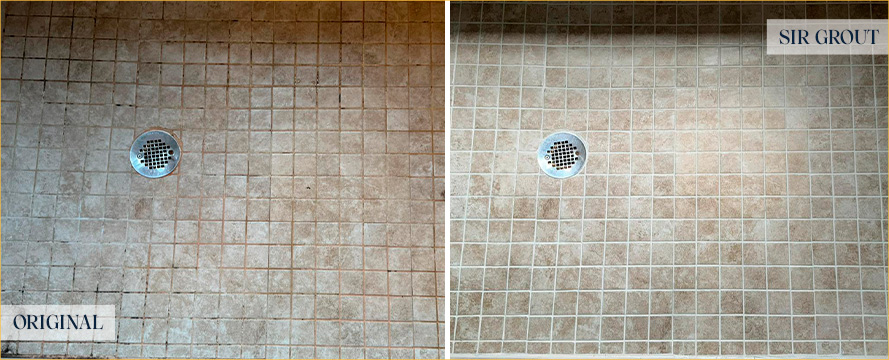 Shower Before and After a Flawless Grout Cleaning in Duluth, GA