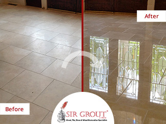 Before and After Picture of a Marble Stone Polishing Service in Dunwoody, GA