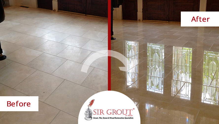 Before and After Picture of a Marble Stone Polishing Service in Dunwoody, GA