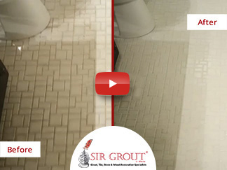 Before & After Picture of a Grout Cleaning and Sealing in Marietta, GA