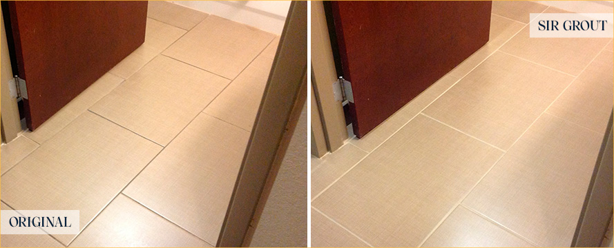 Before and After Picture of a Tile and Grout Cleaning Service in Cumming, GA