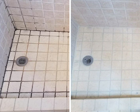 Before and After Picture of a Tile and Grout Cleaners in Cumming, GA