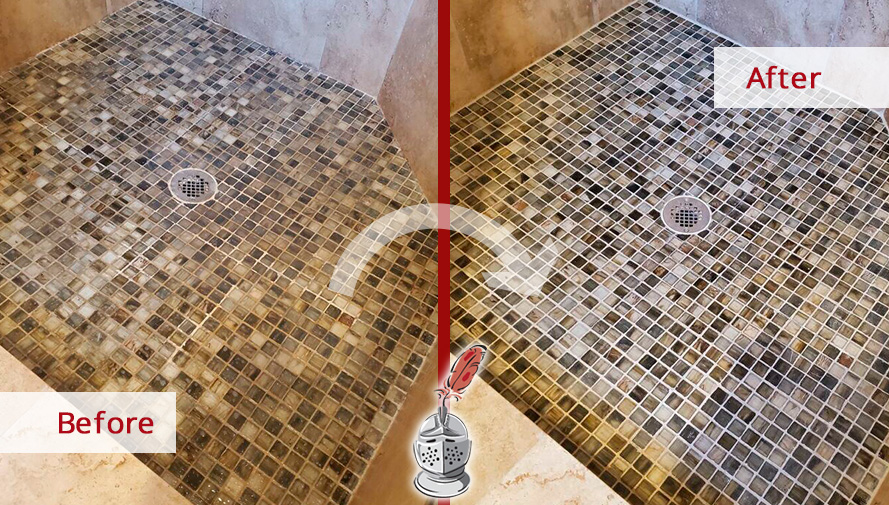 Shower Before and After a Grout Cleaning Service in Sandy Springs, GA