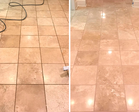 Floor Before and After a Stone Sealing in Decatur