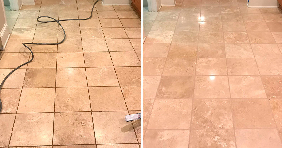 Our Decatur Stone Sealing Pros Helped This Couple Revamping the Dull Travertine Floor of Their