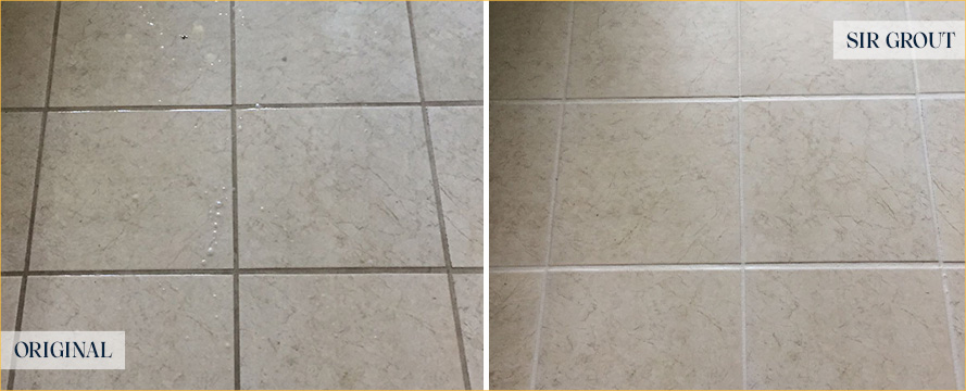 Before and After Our Kitchen Floor Grout Sealing in Lilburn, GA