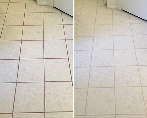 Before and After Our Bathroom Tile Grout Cleaning in Mableton, GA