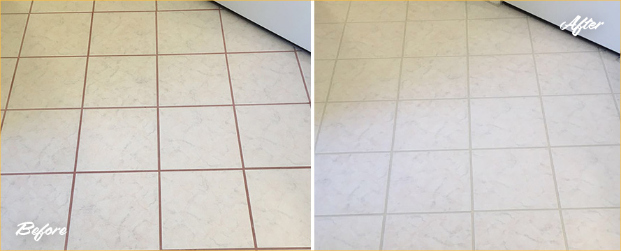 Before and After Our Bathroom Tile Grout Cleaning in Mableton, GA