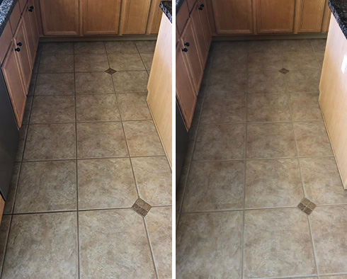 Picture of a Floor Before and After a Grout Sealing in Atlanta, GA 