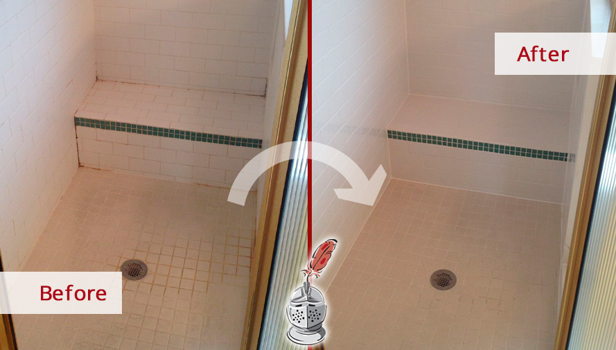 Shower Before and After a Professional Grout Sealing in Marietta, GA