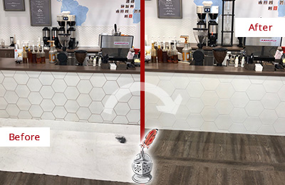 Picture of a Coffee Shop Before and After Tile and Grout Restoration