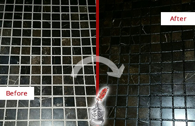 Before and After Image of a Grout Sealing and Recoloring